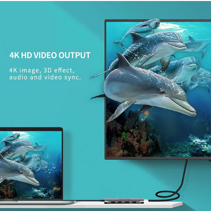 Hub chuyển đổi Ugreen USB C 6 trong 1 hỗ trợ 4K CM136